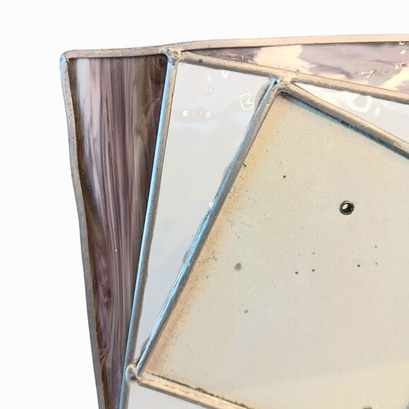 Vintage Purple Slag & Clear Stained Glass Photo Frame 5.5" Fits 3.5" Photo Fetco - Picture 6 of 9